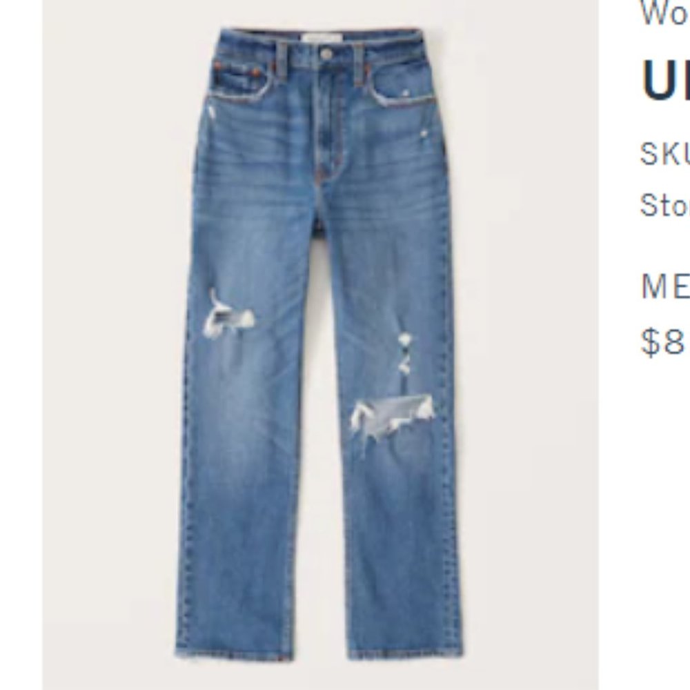 Ultra high rise ankle straight mom jeans abercrombie & fitch sz 31